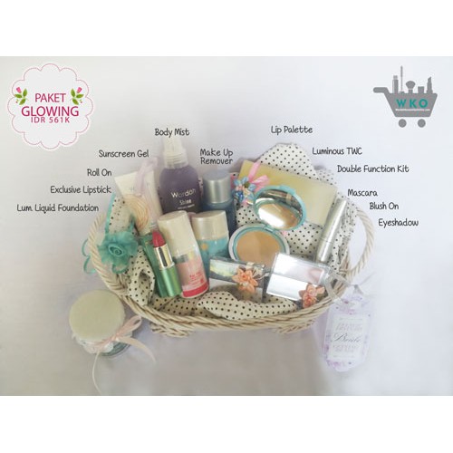 paket seserahan pernikahan / lamaran kosmetik wardah tipe glowing