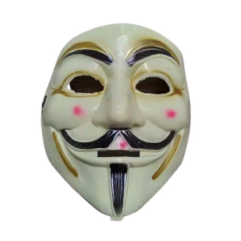 (BISA COD) TOPENG ANONYMOUS VENDETTA GUY FAWKES WARNA KUNING BAHAN PLASTIK COCOK UNTUK ANAK DEWASA