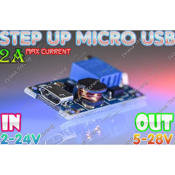 Step Up DC-DC Micro USB 2A Adjustable Modul Menaikkan Tegangan DC