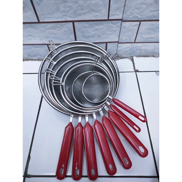 saringan teh/ jeruk gagang merah tebal/saringan ceko 14cm