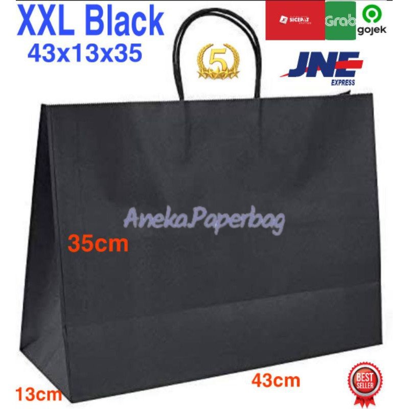 

MINIMAL ORDER 20 PCS ! Paperbag Hitam XXL 43x13x35 Tas Kertas HITAM Tas souvenir Tas Belanja Best Seller