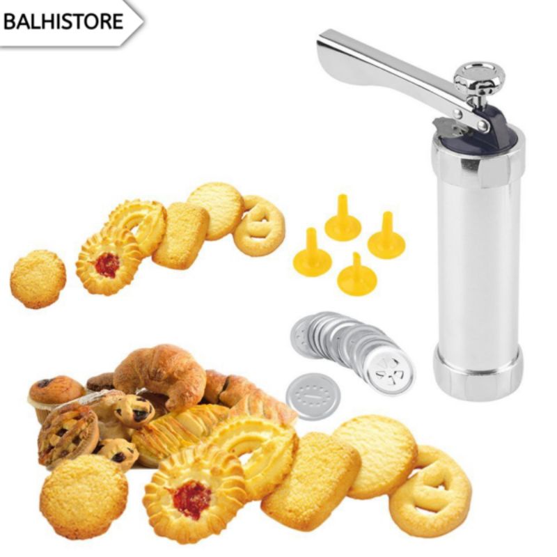 Alat Press Biskuit 20PCS Bentuk Cookies Biskuit / Mesin Press Biskuit Manual / Baking Molds Maker Biscuit