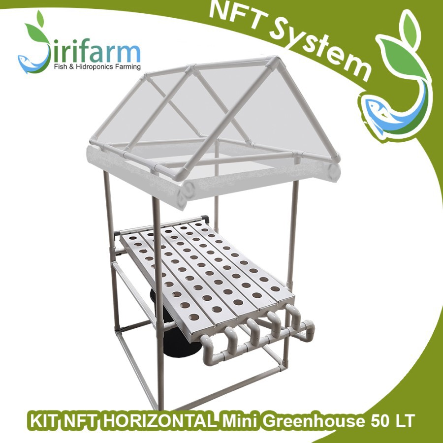 Tanam NFT Lubang Paket Tanam Hidroponik NFT 50 Lubang Horizontal dengan Rumah Kaca Mini untuk Sayura