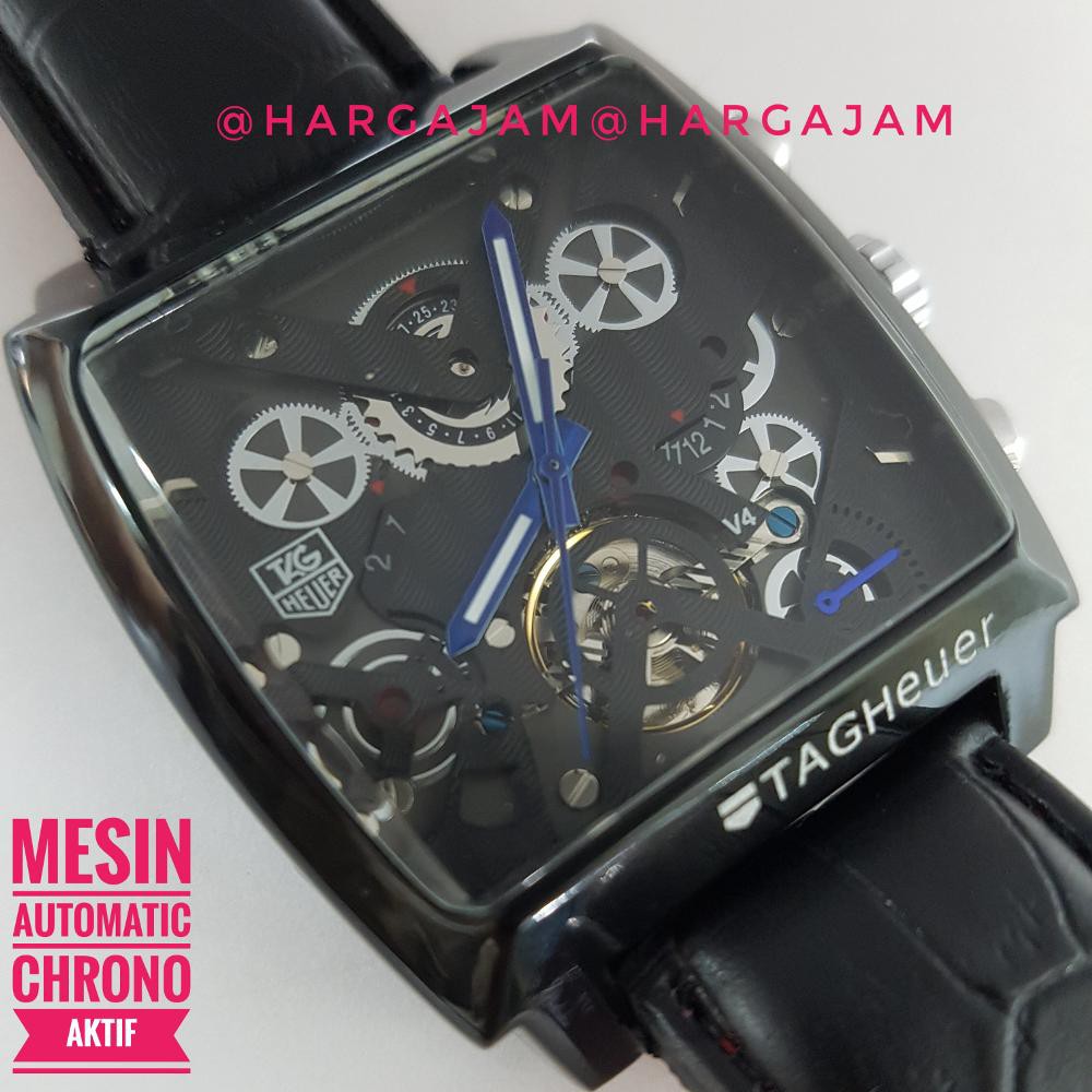 Jam Tangan Pria Automatic Tag Heuer V4 Leather Strap Black Hitam By Hargajam Matic Cowok Shopee Indonesia