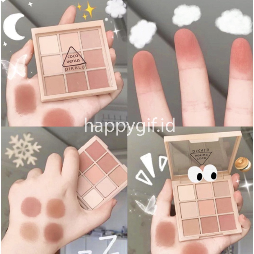 DIKALU NUDE Matte Eyeshadow Korean Palette 9 Warna Matte Smokey Pigmented XX036