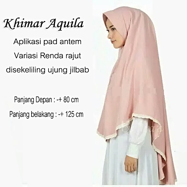 Khimar Jumbo AQUILA Bahan Jersey Variasi Renda Rajut - Hijab Instan Renda India - Jilbab Syari Sopan-2