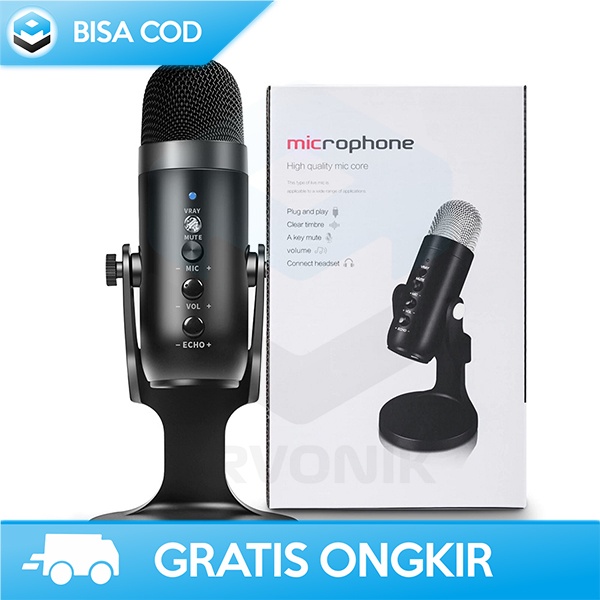 MICROPHONE KONDENSOR STAND MIC REKAMAN ICREATIVE USB TYPE C 3.5MM PLUG