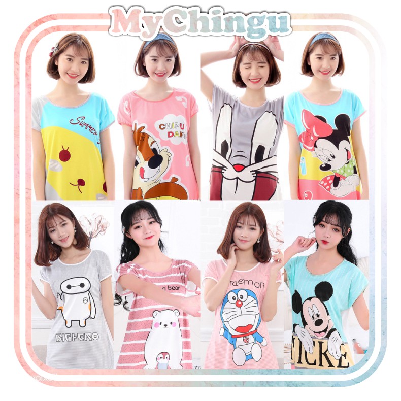 ❀ Chingu ❀ PW061 COD Baju Tidur Wanita Piyama Motif Kartun Lucu Pakaian Wanita Daster Variasi Import