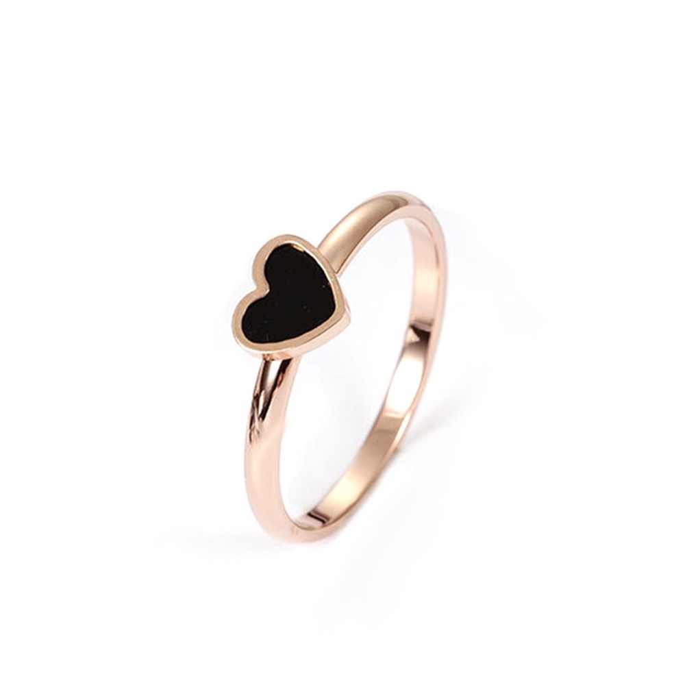 AZ211 [COD✔] Korean Cinta Hati Cincin Titanium Lapisan Emas Model 18k Rose Gold Cincin Aksesori