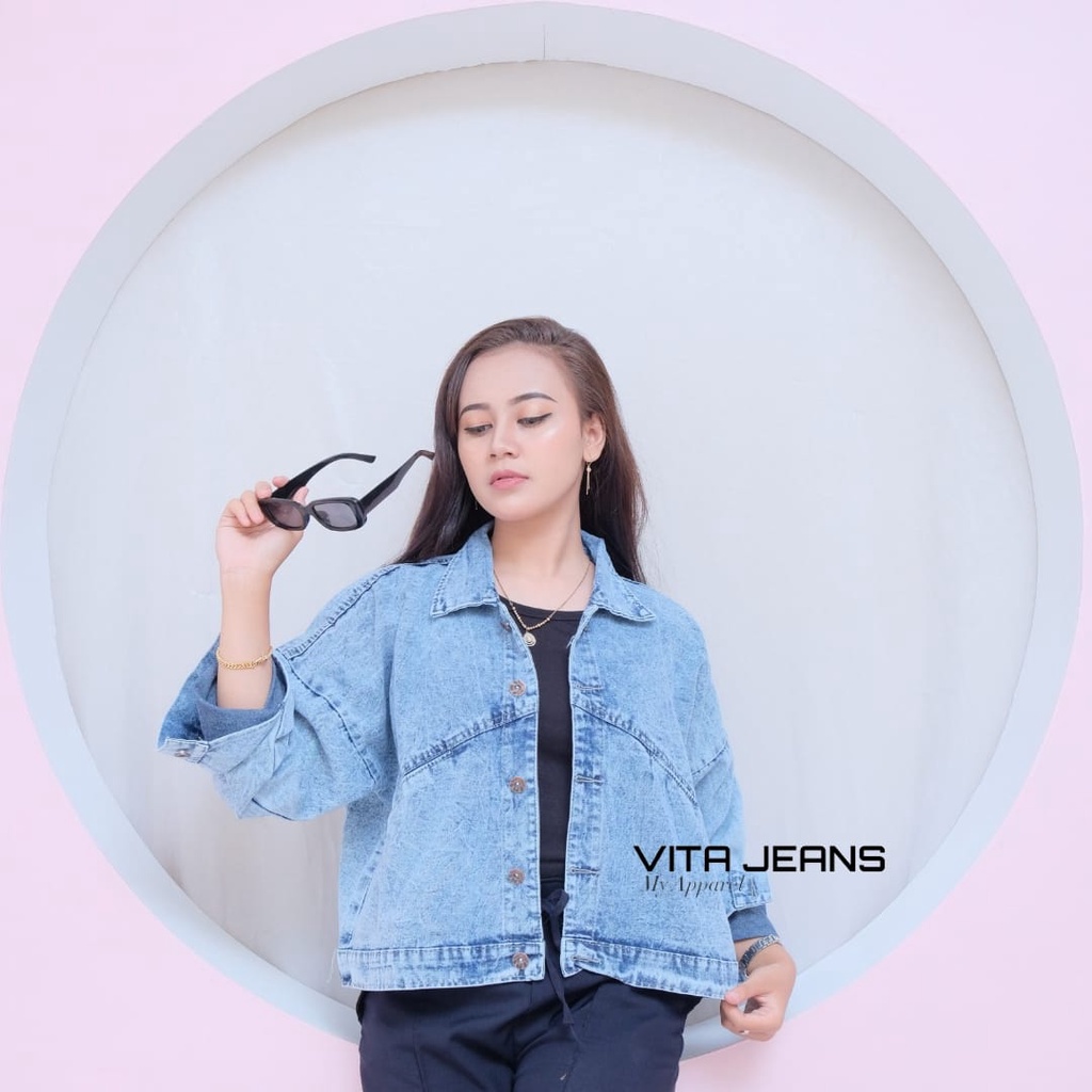 VITA JEANS-Jaket Jeans wanita oversize // Jaket jeans oversize Vintage jaket denim LENGAN KACING