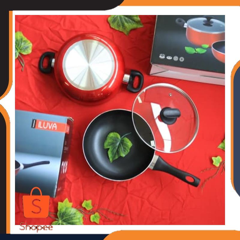 WW 172 ILUVA 3Pcs Cookware Set Panci Wajan Teflon Set 0462