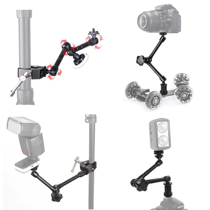 ARTICULATING MAGIC ARM SUPER CLAMP CAMERA DSLR FLASH LED LCD HOT SHOE