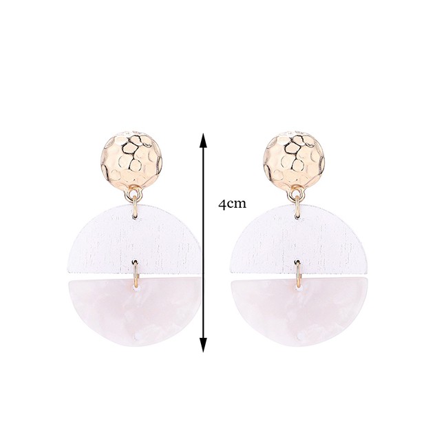 LRC Anting Tusuk Fashion Half Moon Wooden Earrings Y6126X