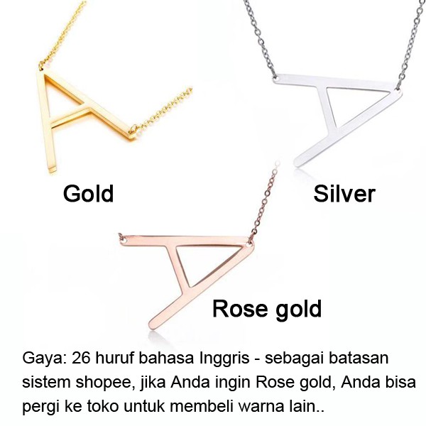 Kalung itanium abjad Rose gold 18K fashion wanita kalung murah import/Fashion Style