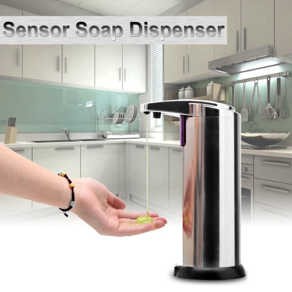 Dispenser Sabun Otomatis Gel Sanitizer Stainless Steel Automatic Sensor Soaps Baterei