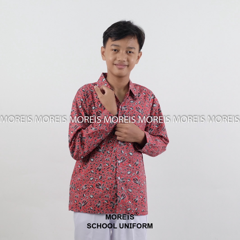 Seragam Baju Batik Panjang SD/MI/TK/PAUD JM Merah 006