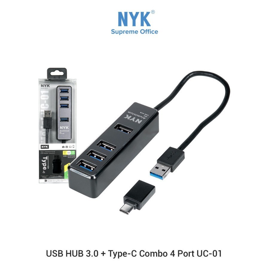 NYK Hub USB 3.0 4 Port + OTG Type-C UC-01 / USB Hub 3.1 UC-01