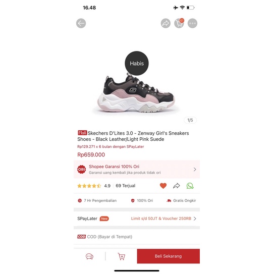 Skechers D'Lites 3.0 - Zenway Girl's Sneakers Shoes - Black Leather/Light Pink Suede