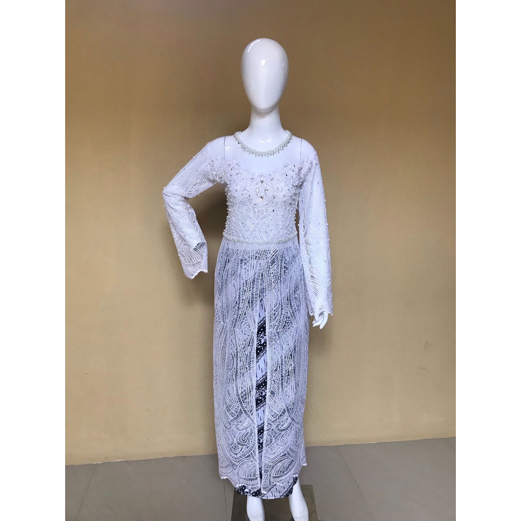 kebaya akad pengantin/kebaya putih full payet/kebaya pernikahan/kebaya wanita/kebaya nikah/kebaya ga