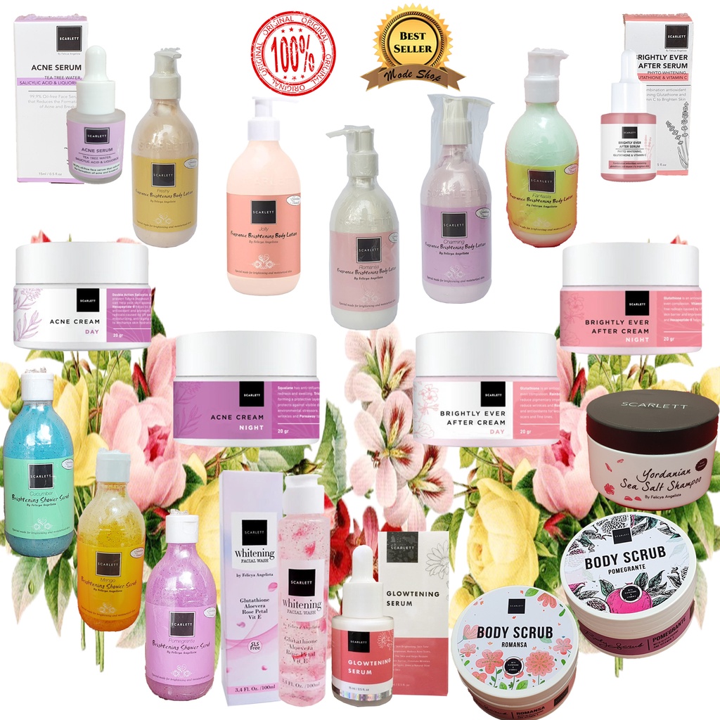 SCARLETT BPOM 100% ORIGINAL -SCARLETT LOTION SHOWER-SCRUB BODY-FACIAL WASH-SCRUB SERUM