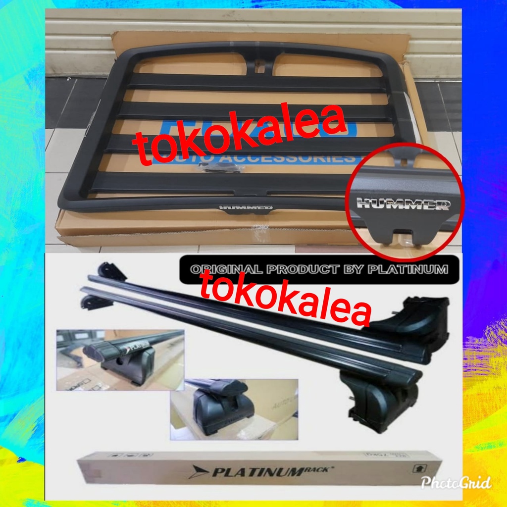 Paket Roof Rack Bagasi Atas Mobil Hummer+Crossbar Jepit Body Fortuner 2016/Pajero 2016/Rush 2018