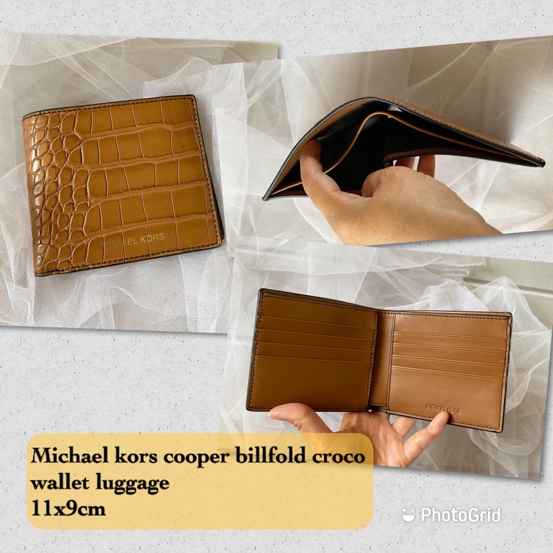 dompet pria michael kors original cooper billfold wallet croco brown