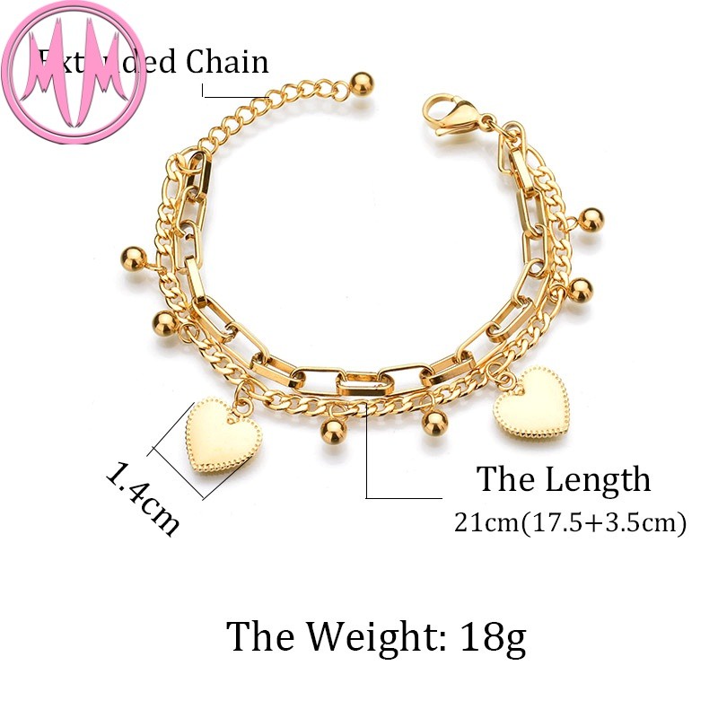 MORYMOSHI B32 Gelang Wanita Titanium Stainless Love Anti Karat Anti Luntur Fashion Korea