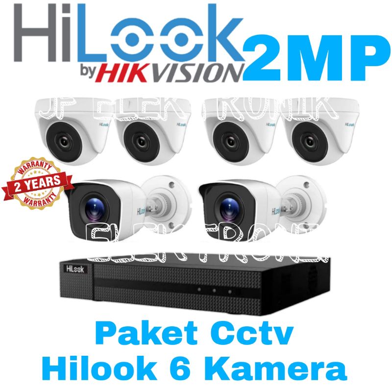 Paket cctv hilook 8 channel 6 kamera 2mp 1080P Komplit Tinggal Pasang