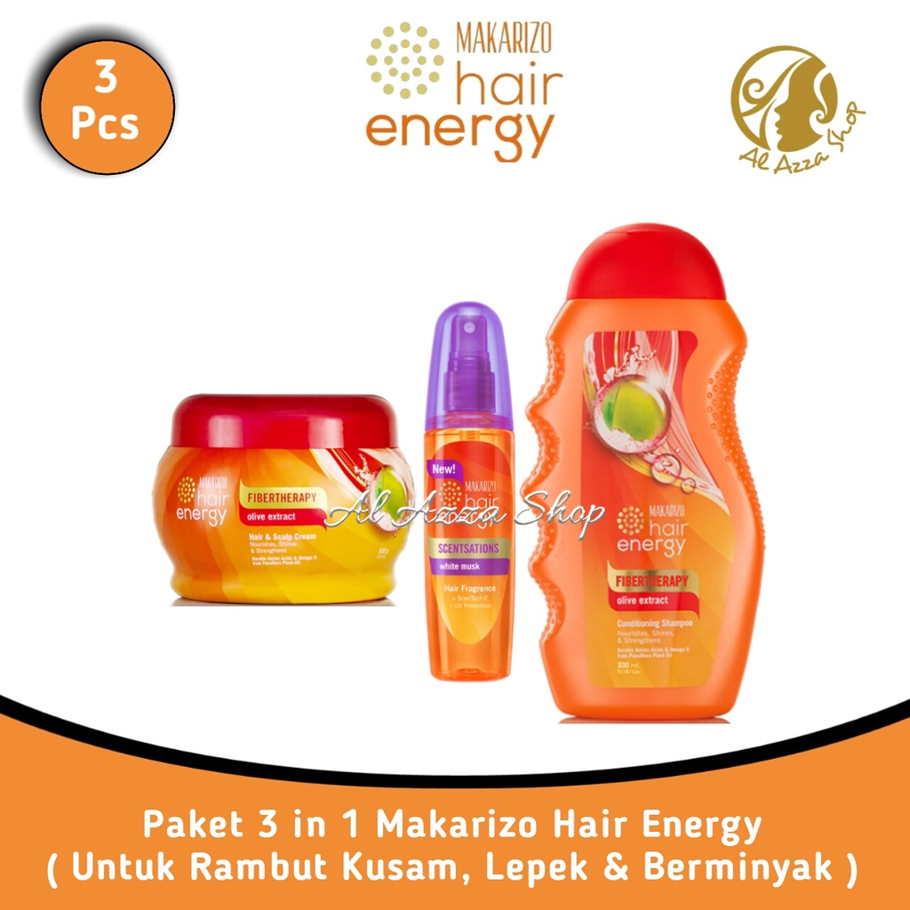 Paket 3 in 1 Makarizo Hair Energy - ( 3 Pcs | Untuk Rambut Kusam, Lepek & Berminyak )