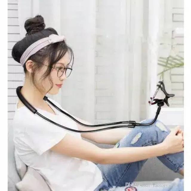 Universal Neck Lazypod Leher Phone Holder Serbaguna