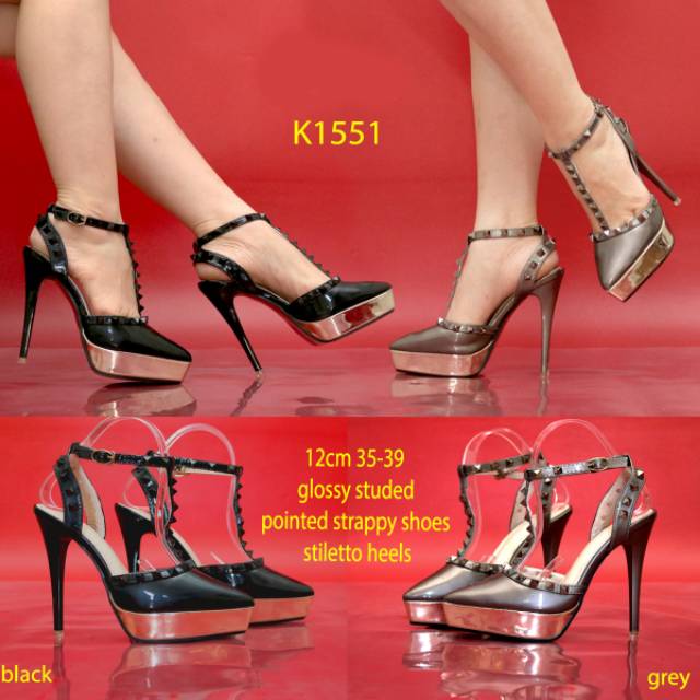 Pointed strappy heels 12 cm shoes