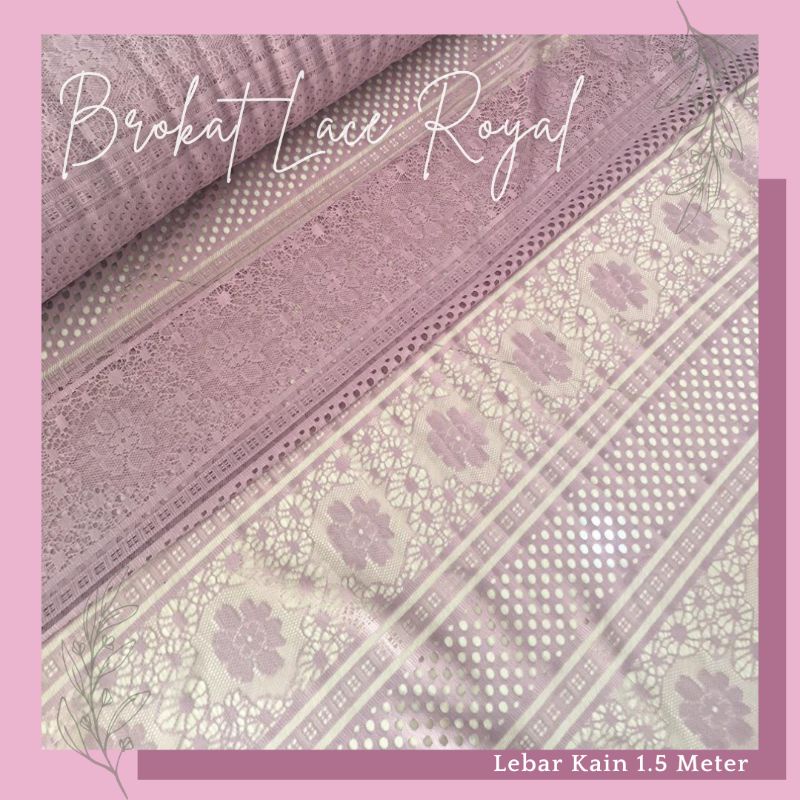 Kain Brokat Lace Royal Warna Lilac