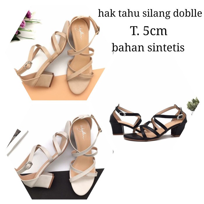 Sepatu Heels Wanita Ori Kelsey Branded Flyknit Kanvas Elastis Nya AW400 Hak Tahu Wanita Silang 2 Dn