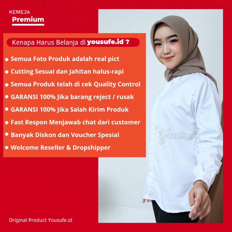 Kemeja Polos Putih/Basic Shirt Toyobo/Kemeja Putih Wanita