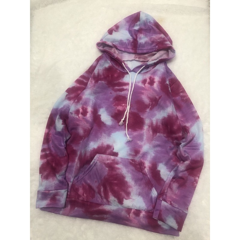 SWEATER HOODIE WANITA-HOODIE TIEDYE MARON