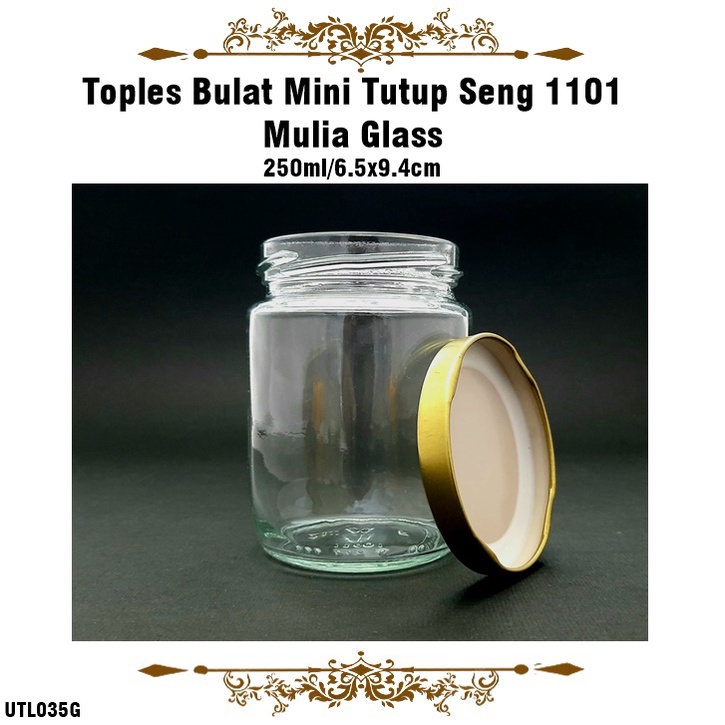 [1kg 6pcs] Toples Bulat Mini Tutup Seng 11001 Mulia Glass 250ml