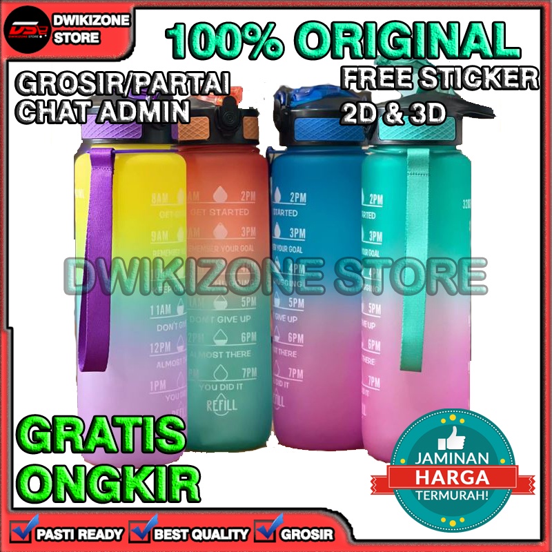 [100% ORIGINAL] BOTOL MINUM MOTIVASI VIRAL TRITAN 1L 1 LITER 1LITER FREE STICKER STIKER