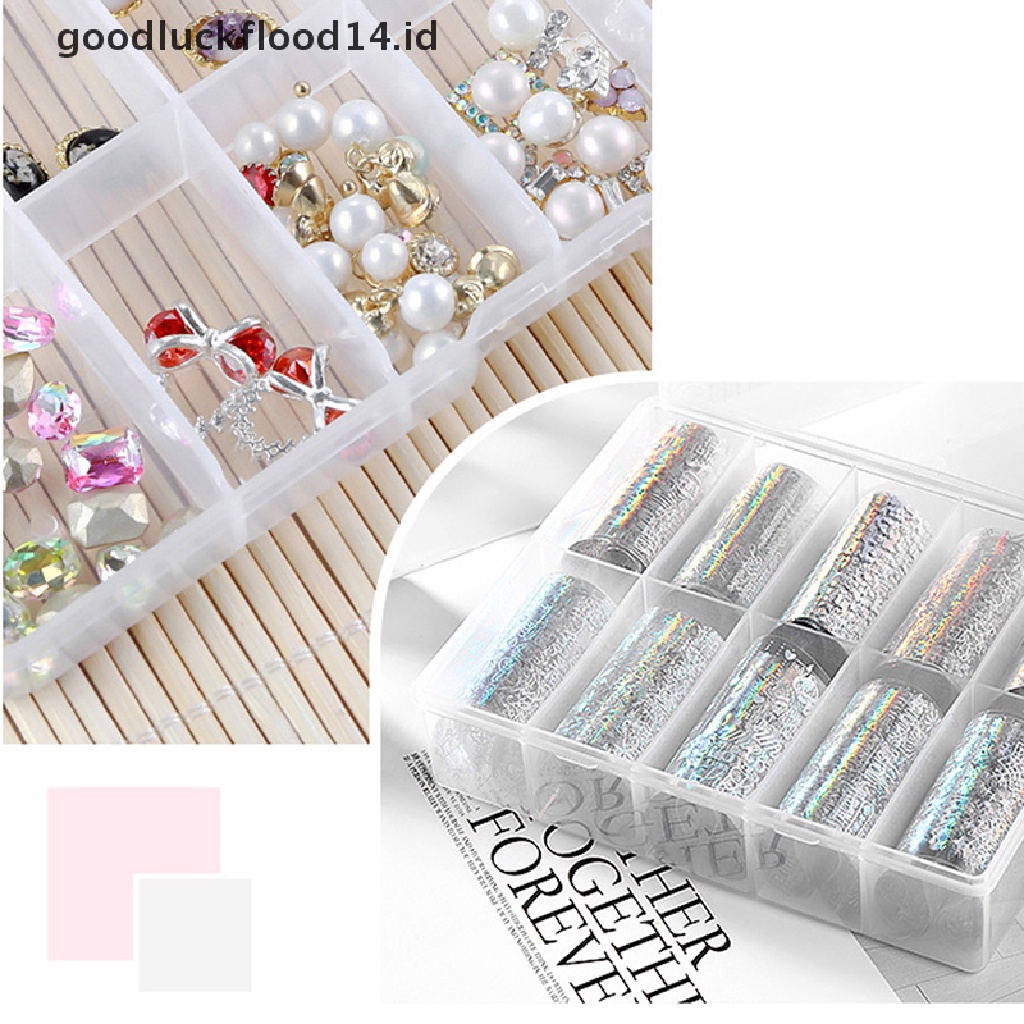 [OOID] Nail Art Storage Case Rhinestone Gems Accessories Clear Plastic Empty Container ID