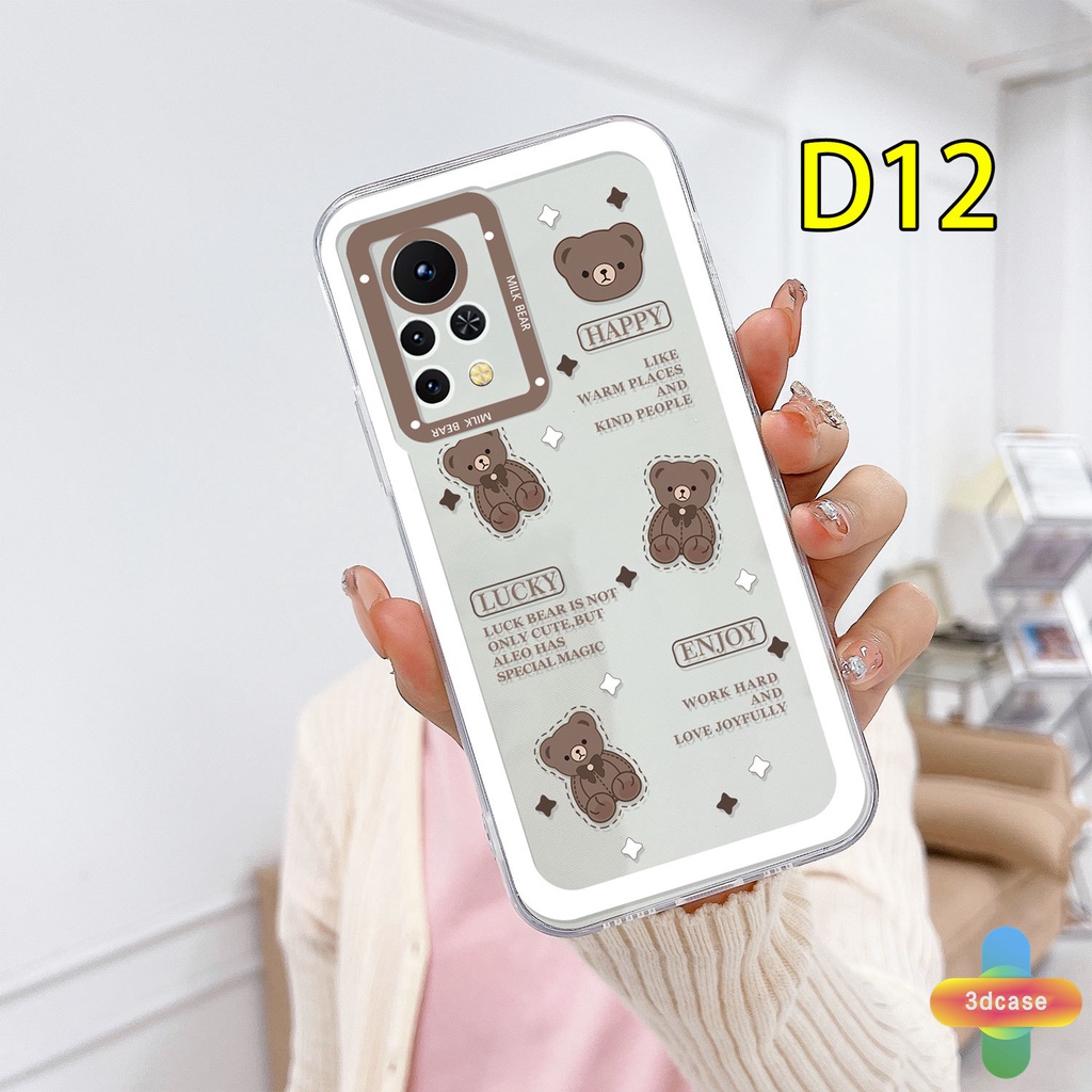 Casing Soft Case Infinix Hot 10 11 Play 10 10t 10s NFC 10i 9 Pro 10 Lite 11 Plus Hot 9 Play 11 11S NFC Infinix Smart 6 5 4 4C 5 Pro Tencno Spark 5 PRO A15 A16 A9 A5 A7 A5S Y12 Y20 Y15S Y21S A12 Brown Cute Bear Transparent Case