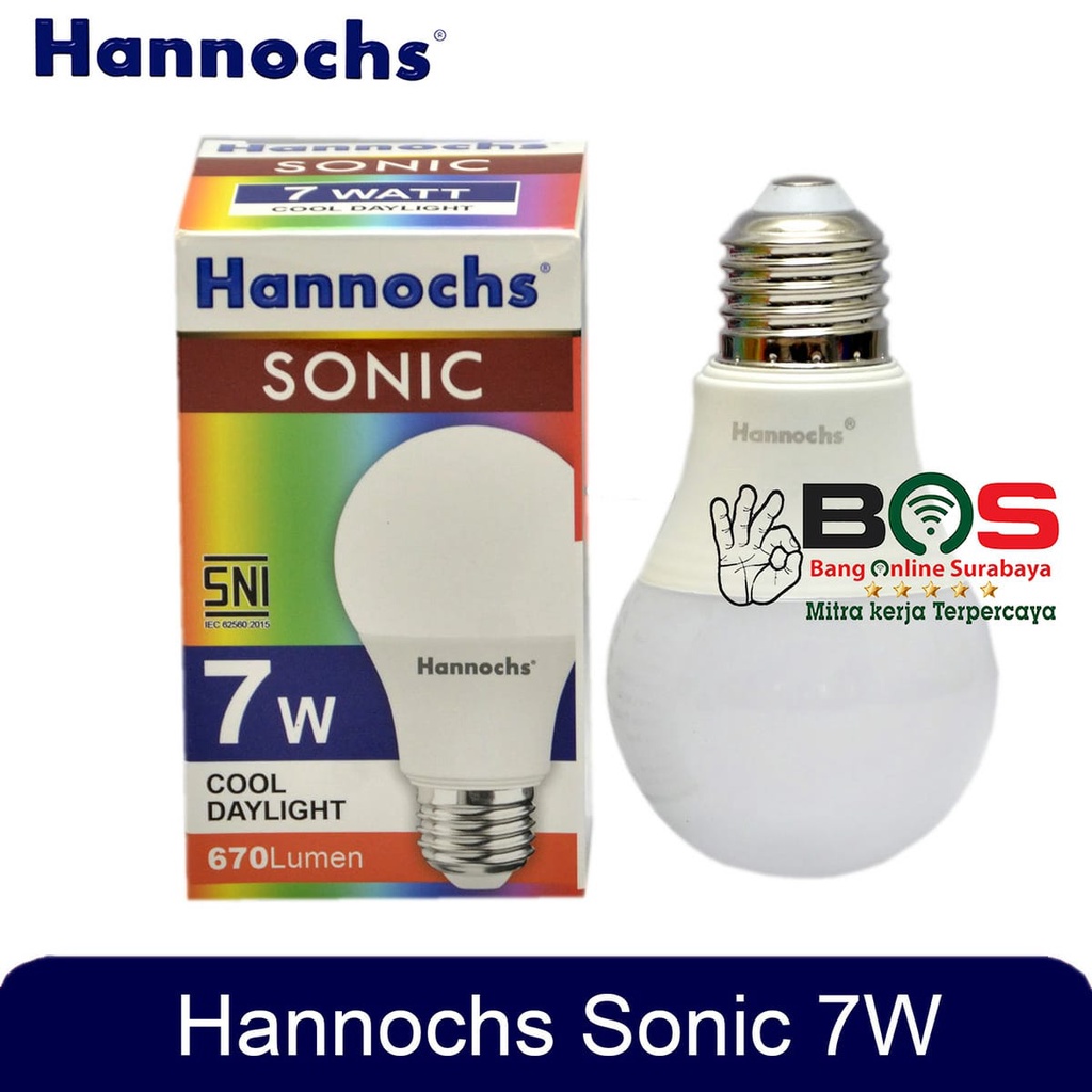 Lampu Hannochs Lampu Bohlam LED Sonic 7 Watt Cahaya Putih