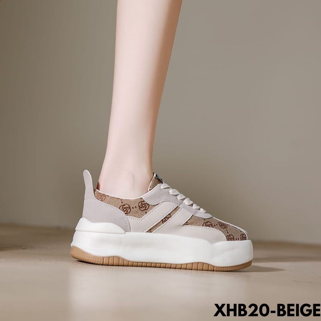 SEPATU SNEAKERS WANITA TERKINI MODE LAKU LARIS ANTI SLIP BAHAN CANVAS COMBI PU IMPORT HB20