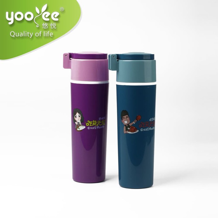 tempat makan lunch box set kotak makan bpa free yooyee 615 dengan tas   biru