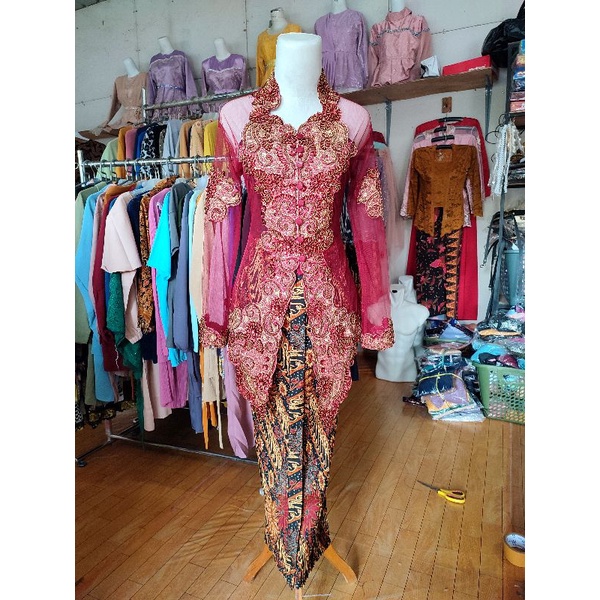 kebaya payet akad mewah murah