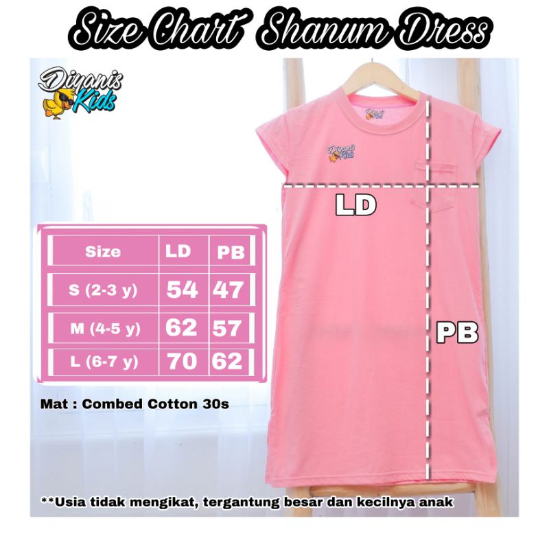 [SHANUM TANPA LENGAN] dress kaos tunik baju anak perempuan polos murah premium usia 2-7 tahun by diyanis kids