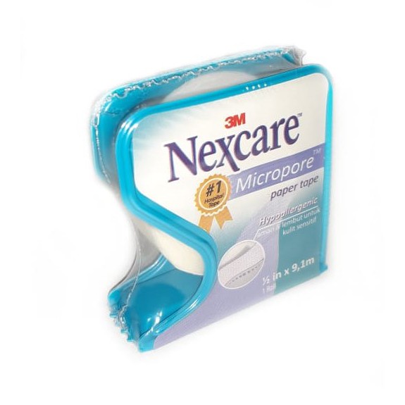 PLESTER SELOTIP LUKA MEDIS 3M NEXCARE MICROPORE T-20 1/2 IN X 9,1 M PAPER TAPE RUMAH SAKIT 12 MM