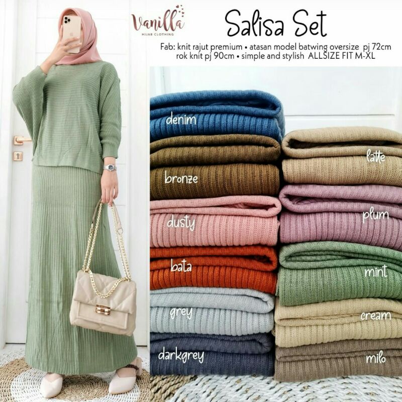 SALISA Set Rajut (top &amp; rok) II Vanilla