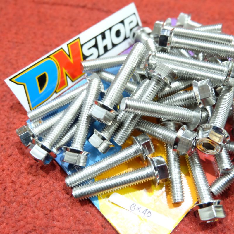 Probolt stainless 2 kunci M8x40 drat 12 panjang 40mm