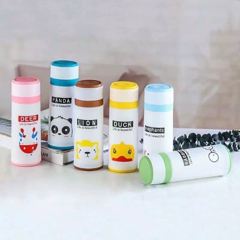 Botol Minum Kaca Animal 380ml / Botol Air Kaca / Termos Kaca termos mini anak animal