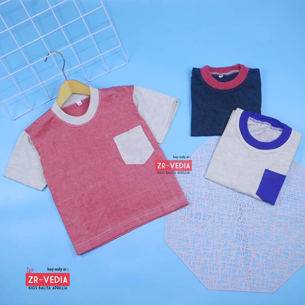 Kaos John Ethes uk Bayi 6-12 Bulan / Baju Polos Anak Laki-Laki Atasan Oblong Reglan Lengan Pendek Saku