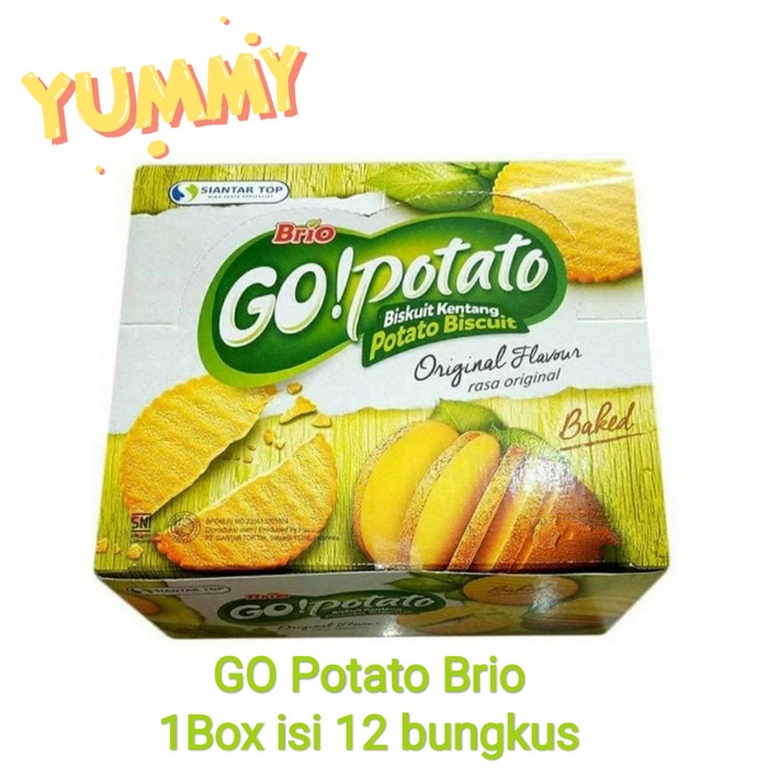 

Instant-Camilan- Go Potato Brio 20Gr. Isi12Bks/Box. (Biskuit Kentang Gopotato) -Camilan-Instant.